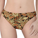 Vintage Brown Bohemian Floral Print Women's Thong