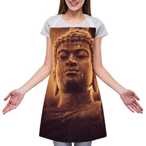 Vintage Buddha Statue Print Adjustable Apron