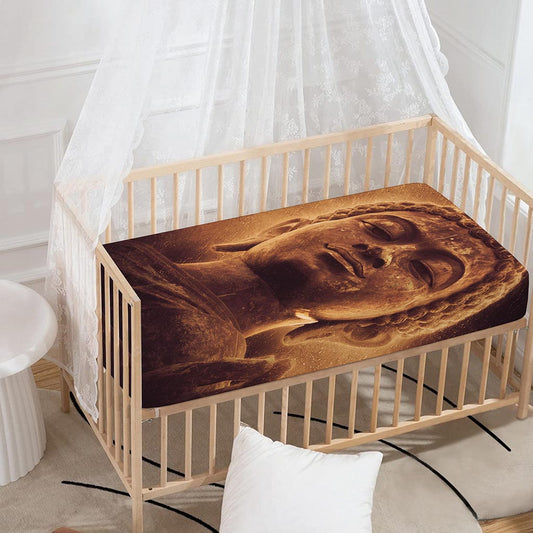Vintage Buddha Statue Print Baby Crib Sheet
