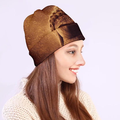 Vintage Buddha Statue Print Beanie