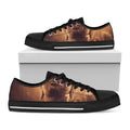 Vintage Buddha Statue Print Black Low Top Sneakers