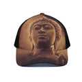 Vintage Buddha Statue Print Black Mesh Trucker Hat