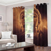 Vintage Buddha Statue Print Blackout Grommet Curtains