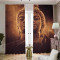 Vintage Buddha Statue Print Dimout Pencil Pleat Curtains