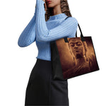 Vintage Buddha Statue Print Canvas Tote Bag