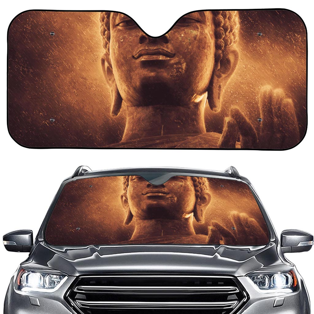 Vintage Buddha Statue Print Car Windshield Sun Shade