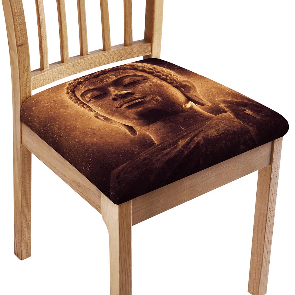 Vintage Buddha Statue Print Chair Cushion Cover