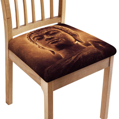 Vintage Buddha Statue Print Chair Cushion Cover