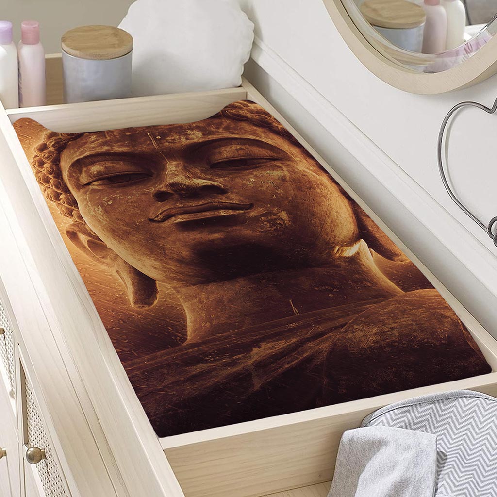 Vintage Buddha Statue Print Changing Pad Cover
