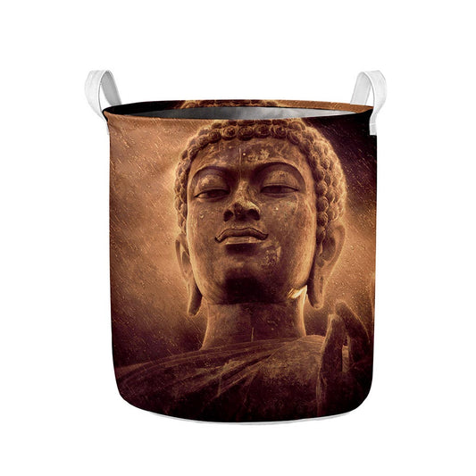 Vintage Buddha Statue Print Collapsible Laundry Basket