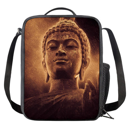 Vintage Buddha Statue Print Crossbody Lunch Bag