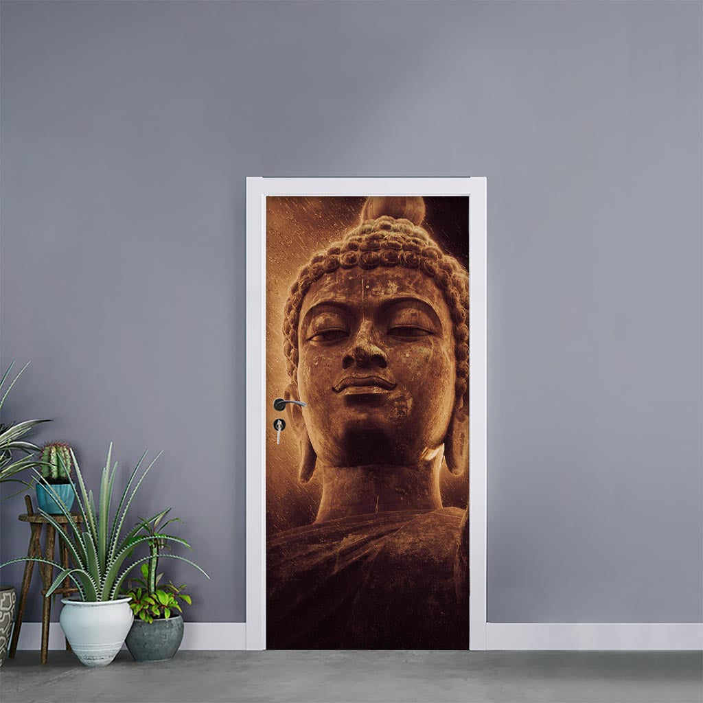 Vintage Buddha Statue Print Door Sticker