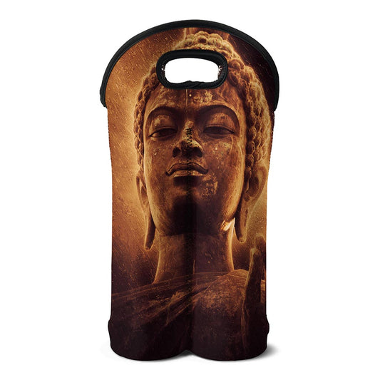 Vintage Buddha Statue Print Double Neoprene Wine Tote