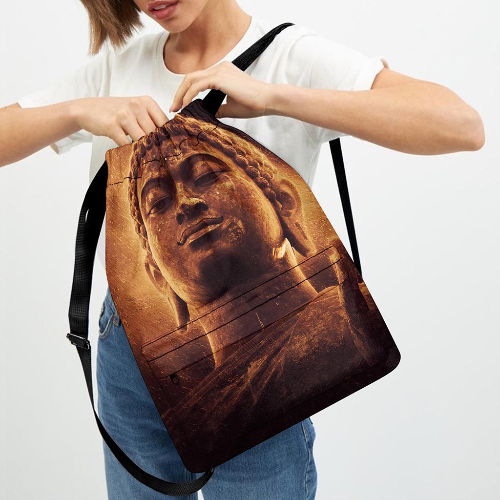 Vintage Buddha Statue Print Drawstring Backpack