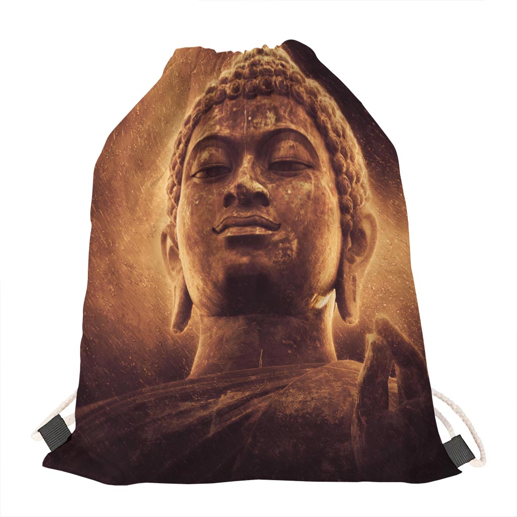 Vintage Buddha Statue Print Drawstring Bag