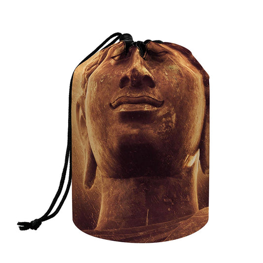 Vintage Buddha Statue Print Drawstring Makeup Bag