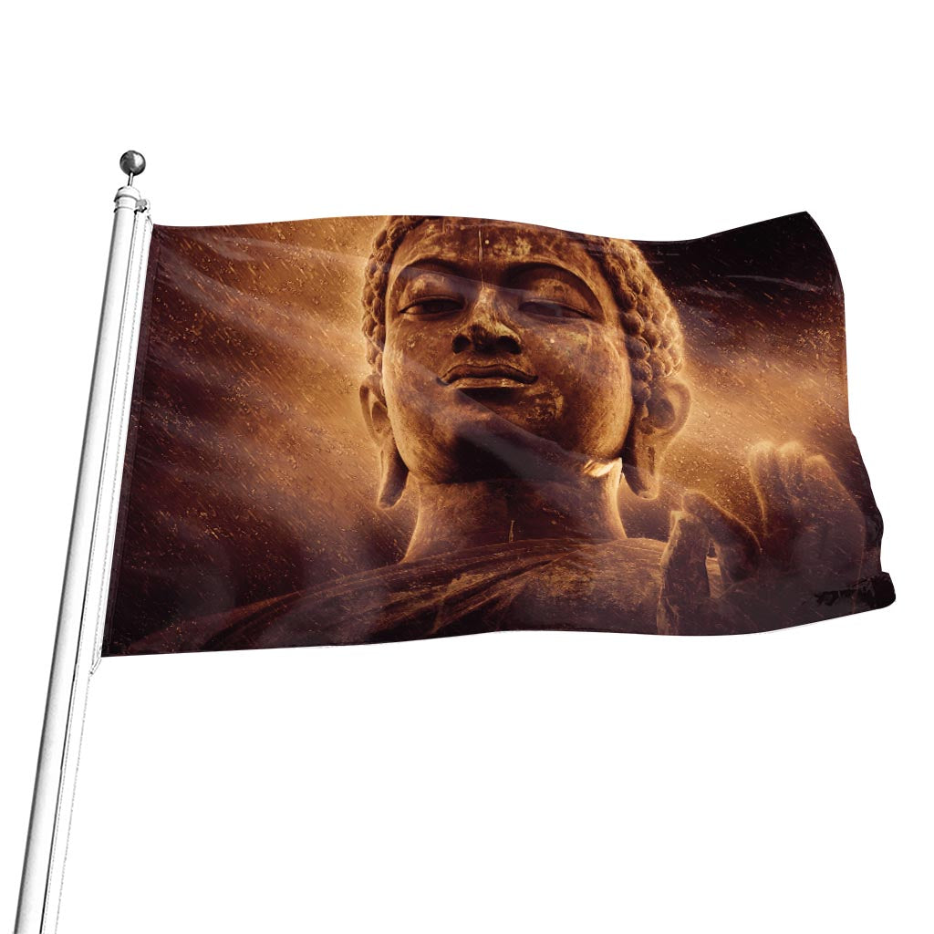 Vintage Buddha Statue Print Flag