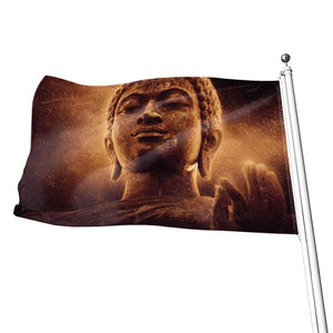 Vintage Buddha Statue Print Flag