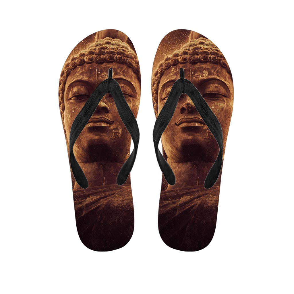 Vintage Buddha Statue Print Flip Flops