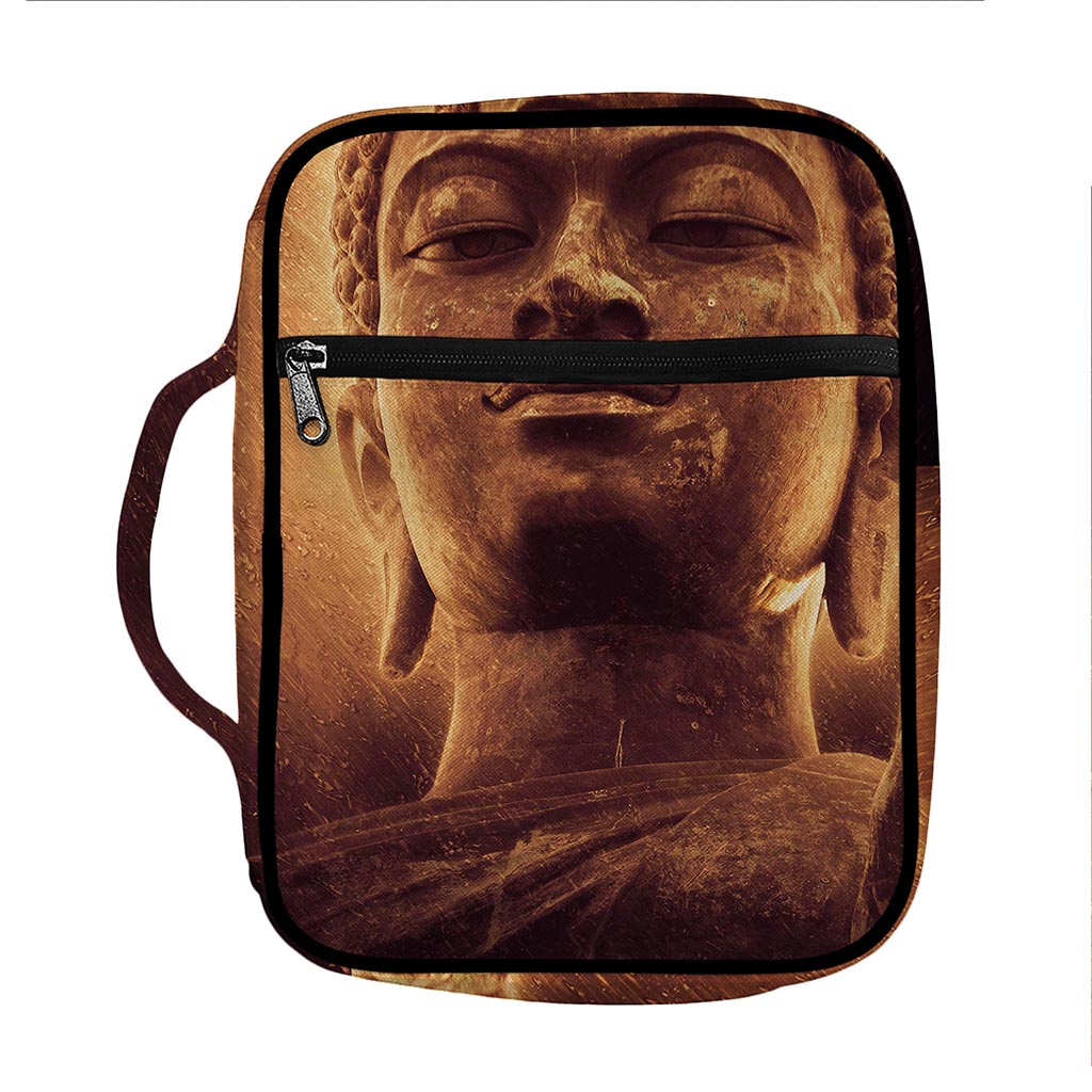 Vintage Buddha Statue Print Front Pocket Bible Bag