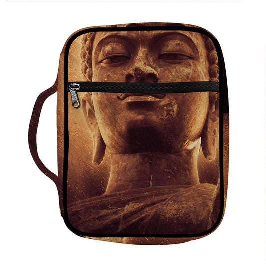 Vintage Buddha Statue Print Front Pocket Bible Bag