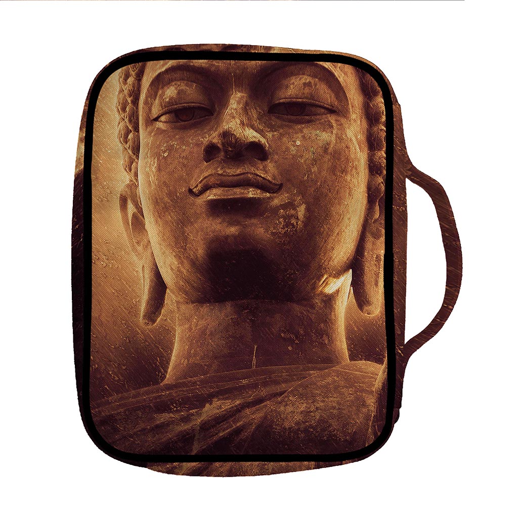Vintage Buddha Statue Print Front Pocket Bible Bag
