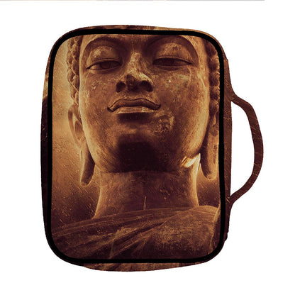 Vintage Buddha Statue Print Front Pocket Bible Bag