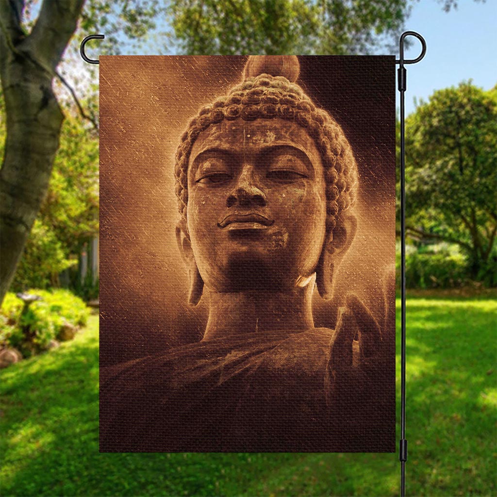 Vintage Buddha Statue Print Garden Flag