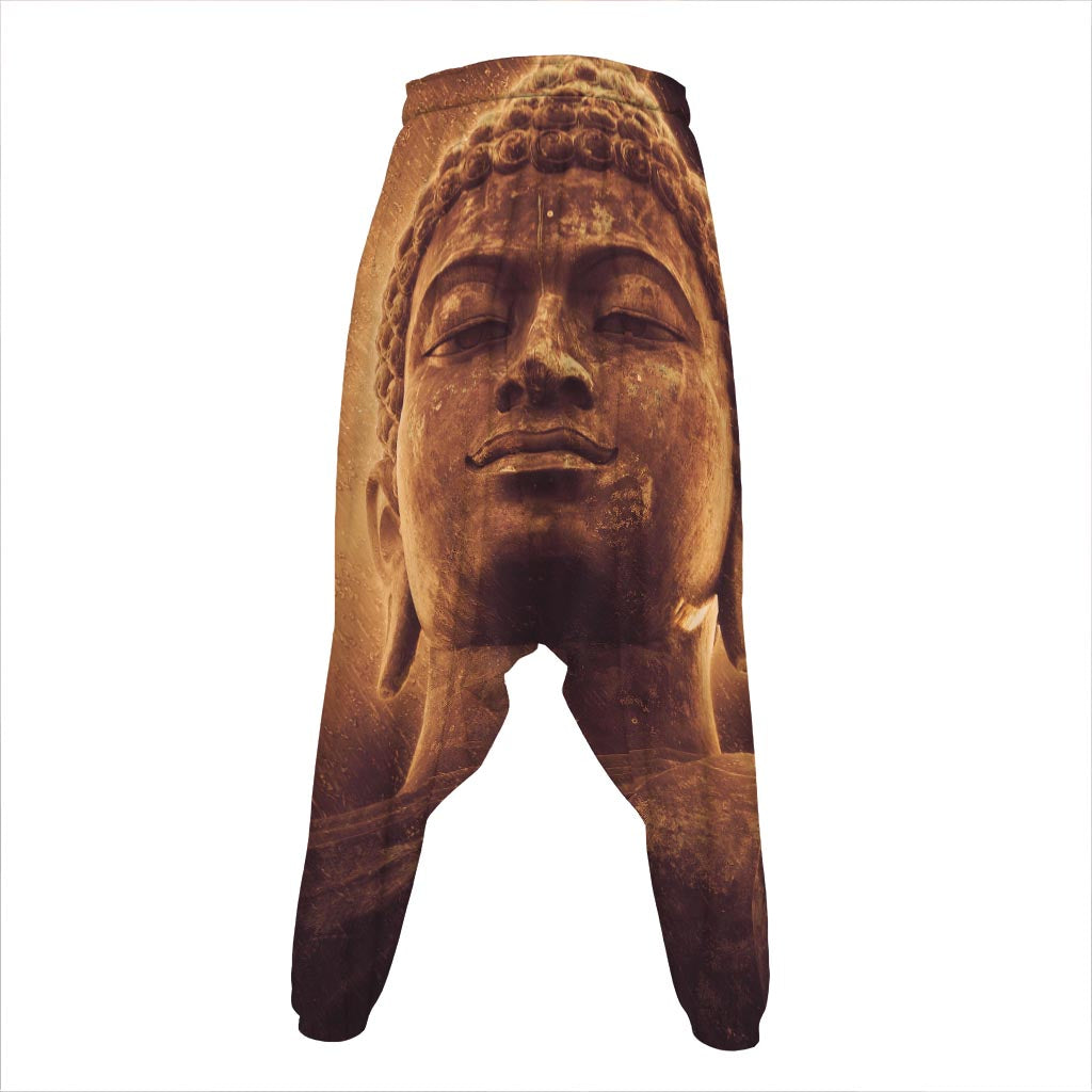 Vintage Buddha Statue Print Hammer Pants