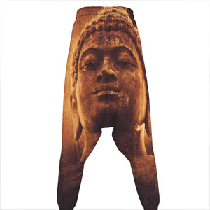 Vintage Buddha Statue Print Hammer Pants