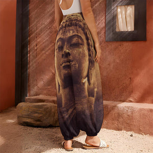 Vintage Buddha Statue Print Harem Pants