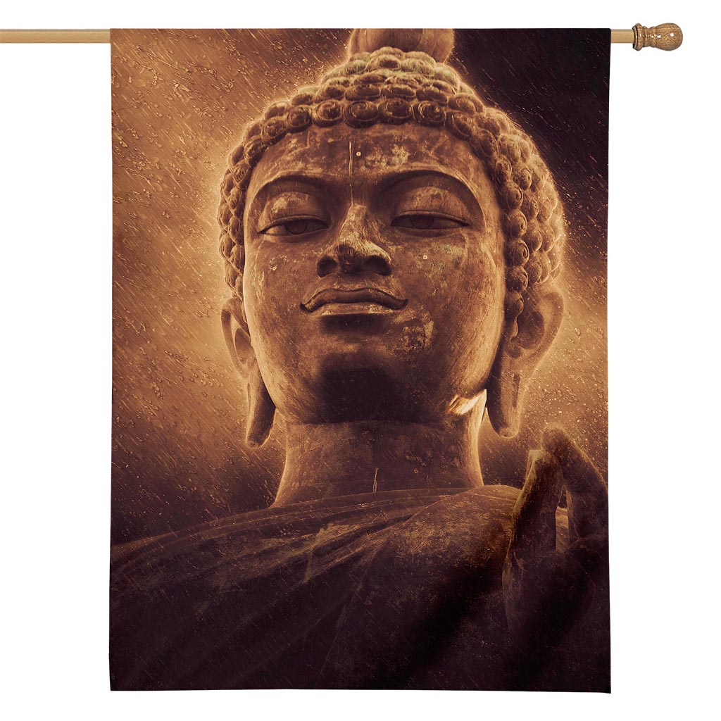 Vintage Buddha Statue Print House Flag