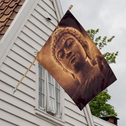 Vintage Buddha Statue Print House Flag