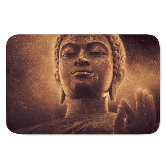 Vintage Buddha Statue Print Indoor Door Mat