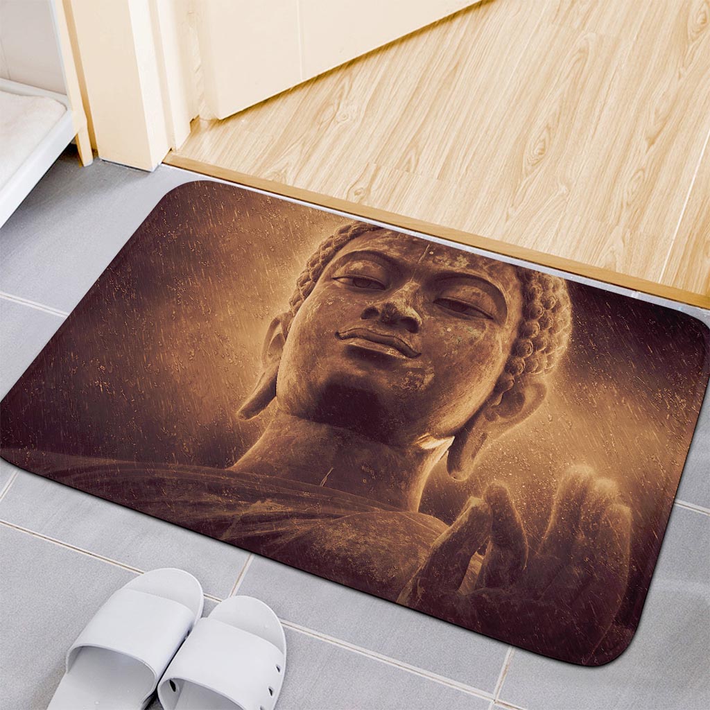 Vintage Buddha Statue Print Indoor Door Mat