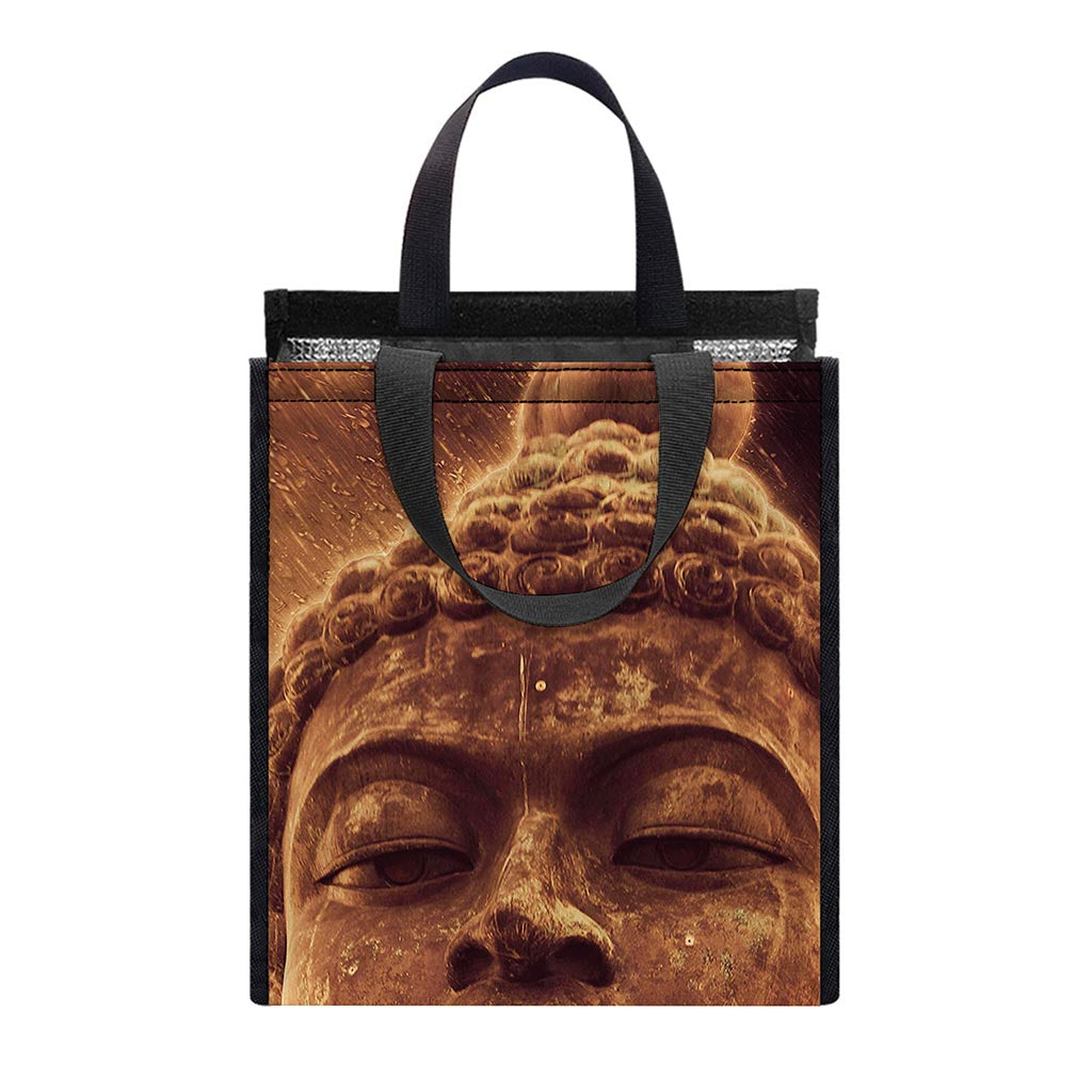 Vintage Buddha Statue Print Insulated Lunch Tote