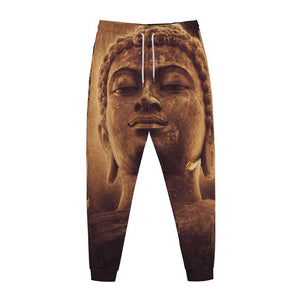 Vintage Buddha Statue Print Jogger Pants