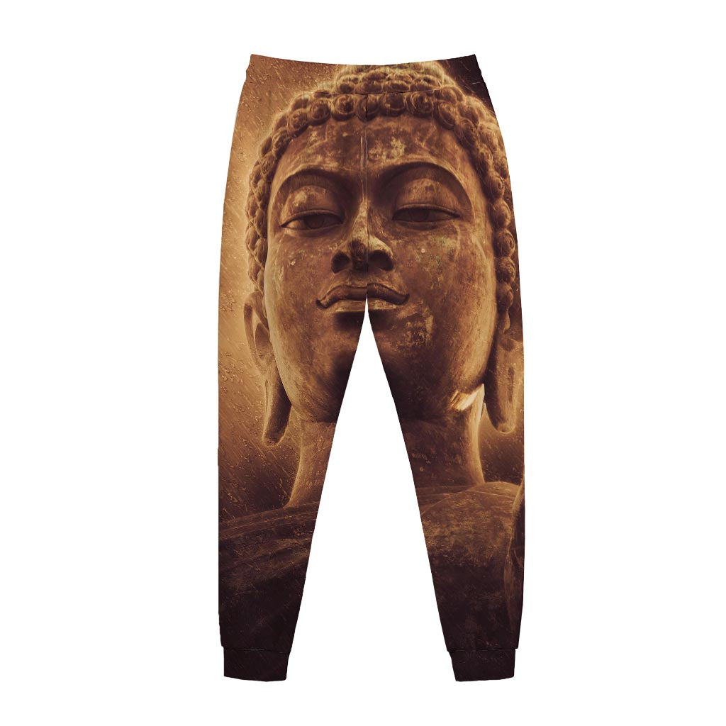 Vintage Buddha Statue Print Jogger Pants