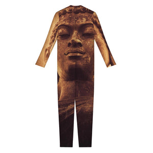 Vintage Buddha Statue Print Jumpsuit