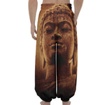 Vintage Buddha Statue Print Lantern Pants
