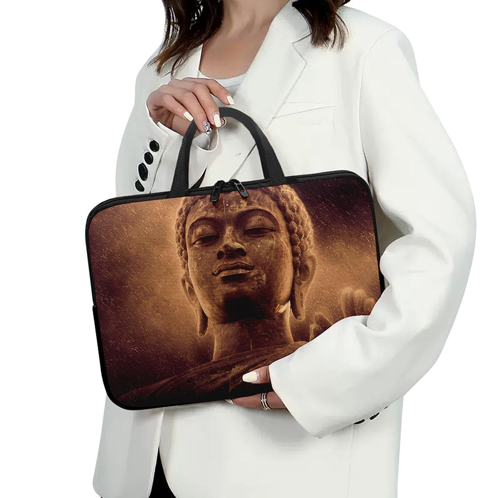 Vintage Buddha Statue Print Laptop Sleeve With Handle