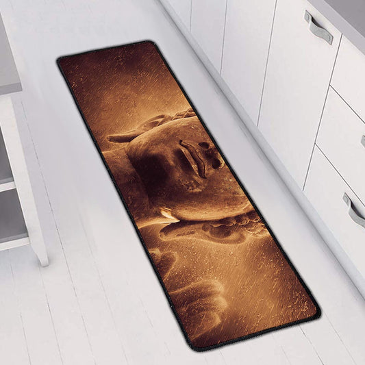 Vintage Buddha Statue Print Long Kitchen Mat