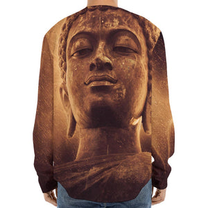 Vintage Buddha Statue Print Long Sleeve Baseball Jersey