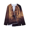 Vintage Buddha Statue Print Long Sleeve Short Coat