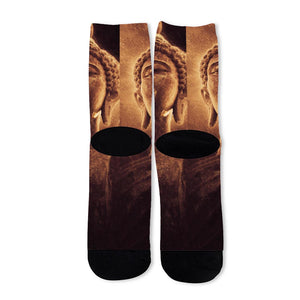 Vintage Buddha Statue Print Long Socks