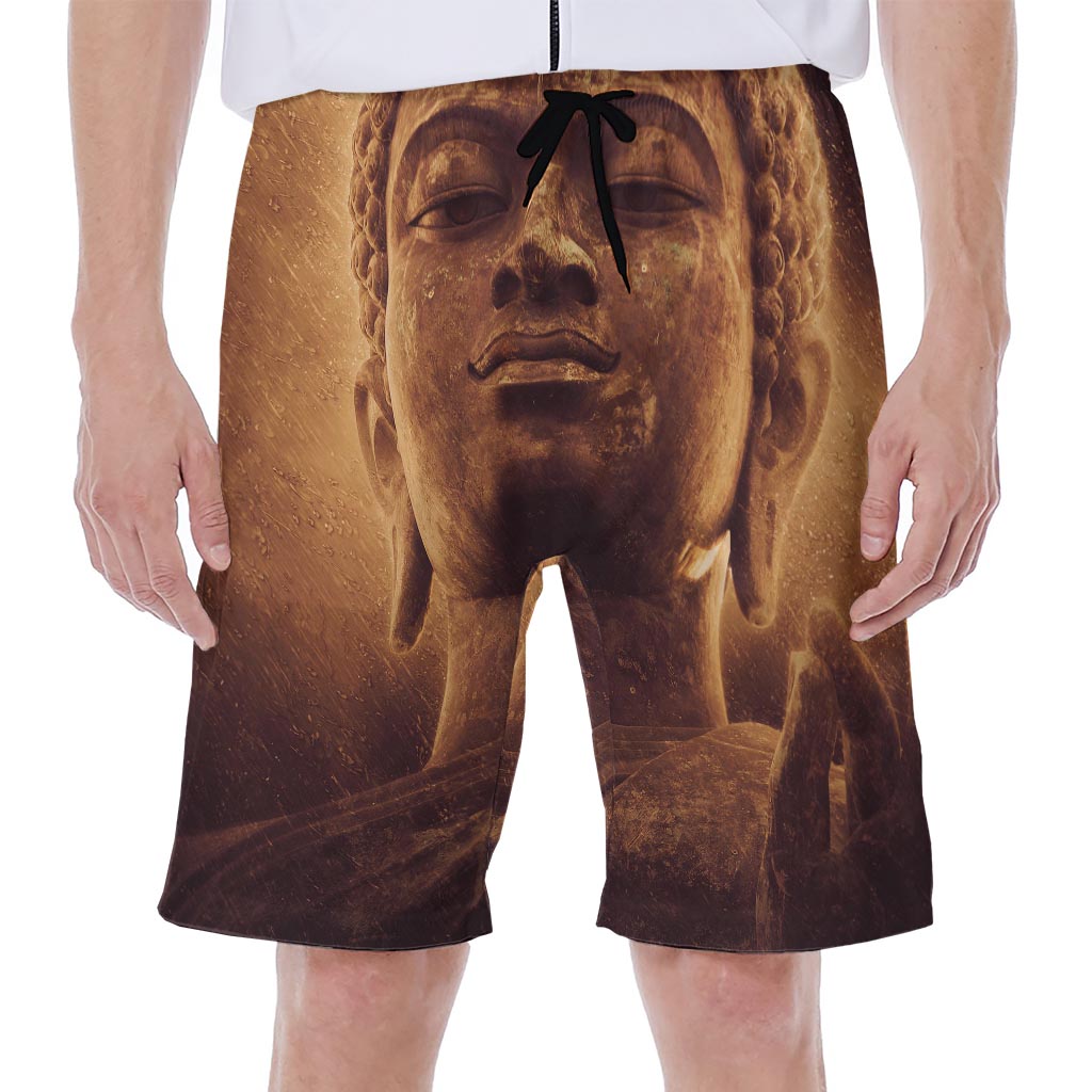 Vintage Buddha Statue Print Men's Beach Shorts