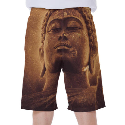 Vintage Buddha Statue Print Men's Beach Shorts