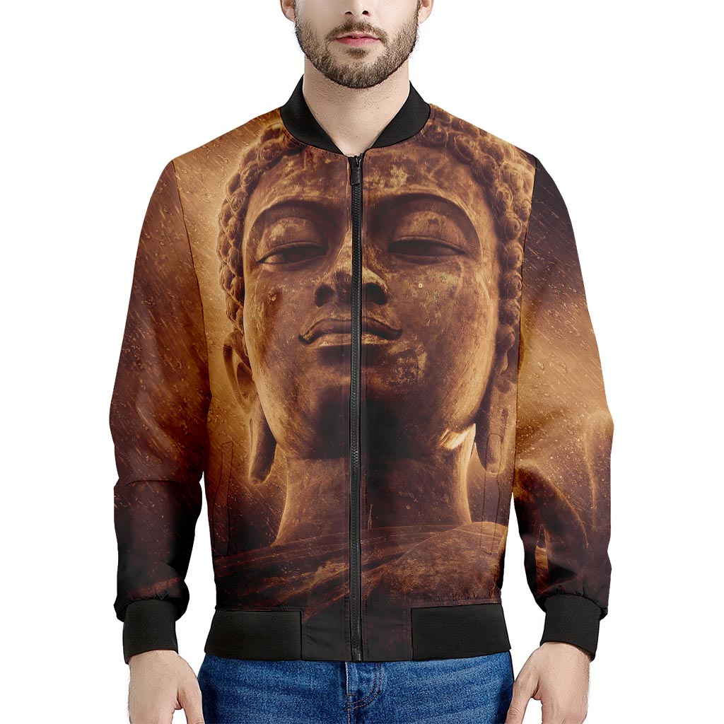 Vintage Buddha Statue Print Men's Bomber Jacket