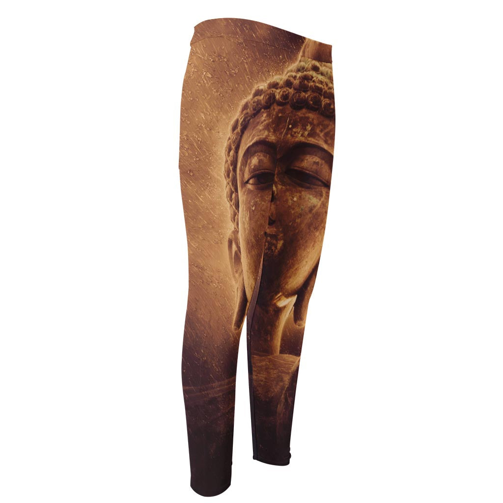 Vintage Buddha Statue Print Men's Compression Pants