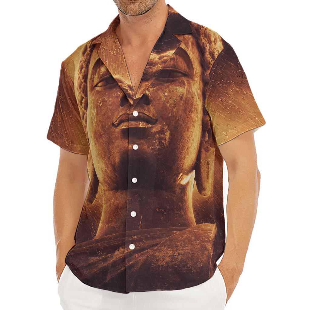 Vintage Buddha Statue Print Men's Deep V-Neck Shirt